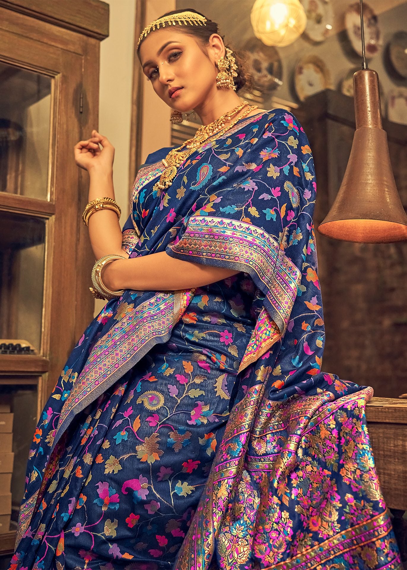 Pure Silk Banarasi Saree with Exquisite Zari Weaving Blue