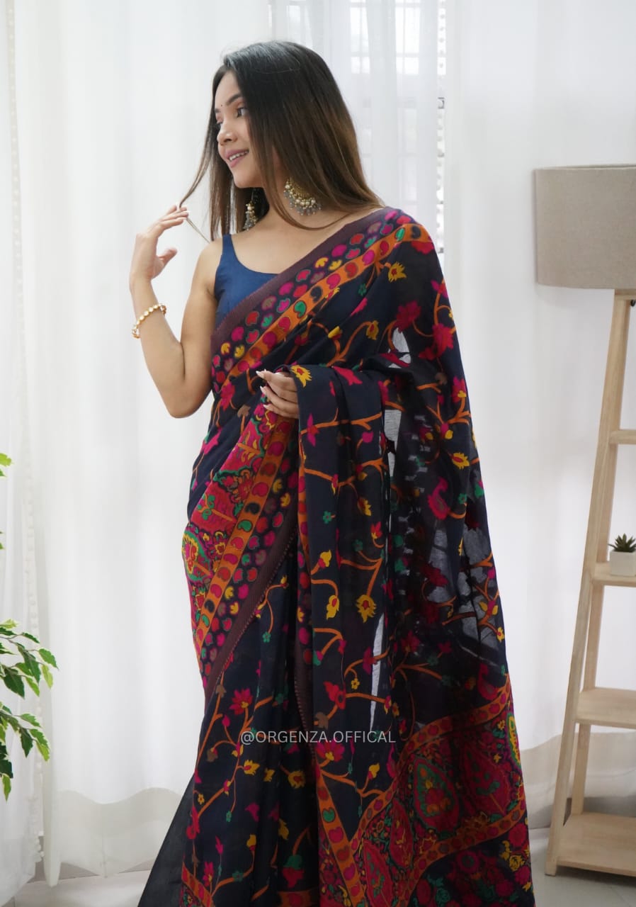 Banarasi Silk Saree Printed– Rich Fabric, Royal Look Black