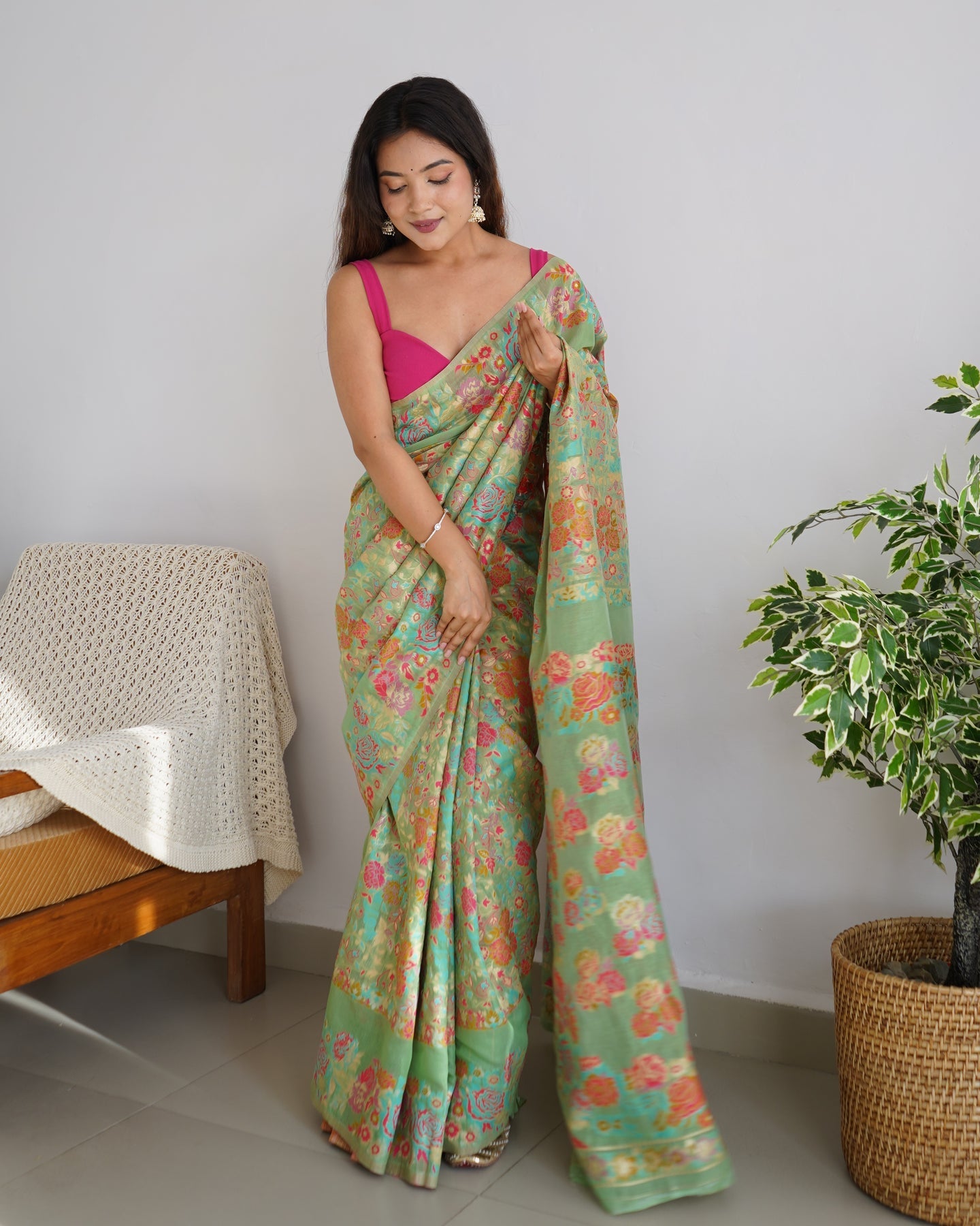 Banarasi Saree with Rich Zari Embroidery & Brocade Green