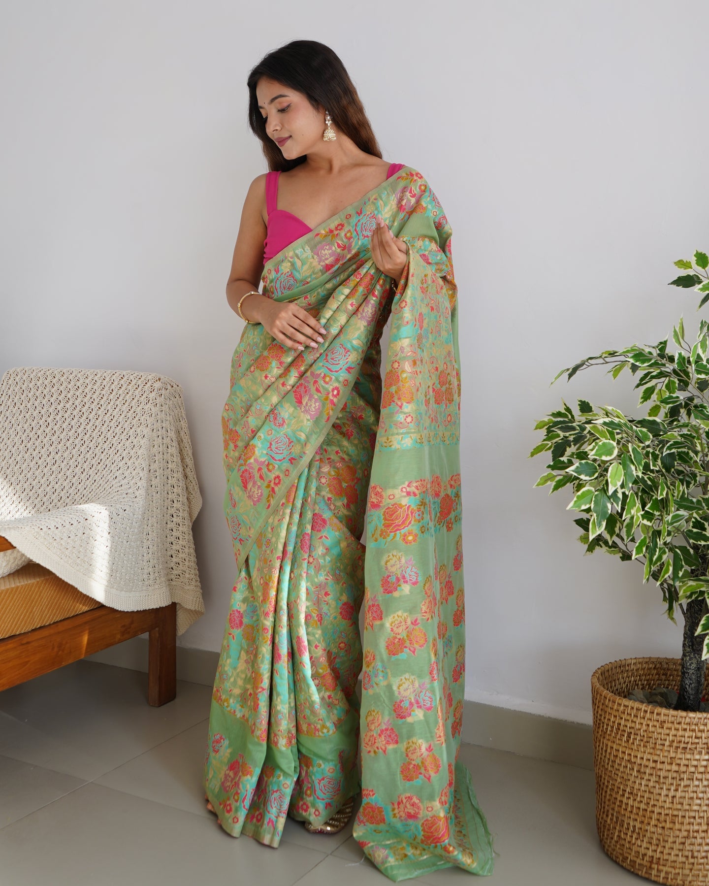 Banarasi Saree with Rich Zari Embroidery & Brocade Green