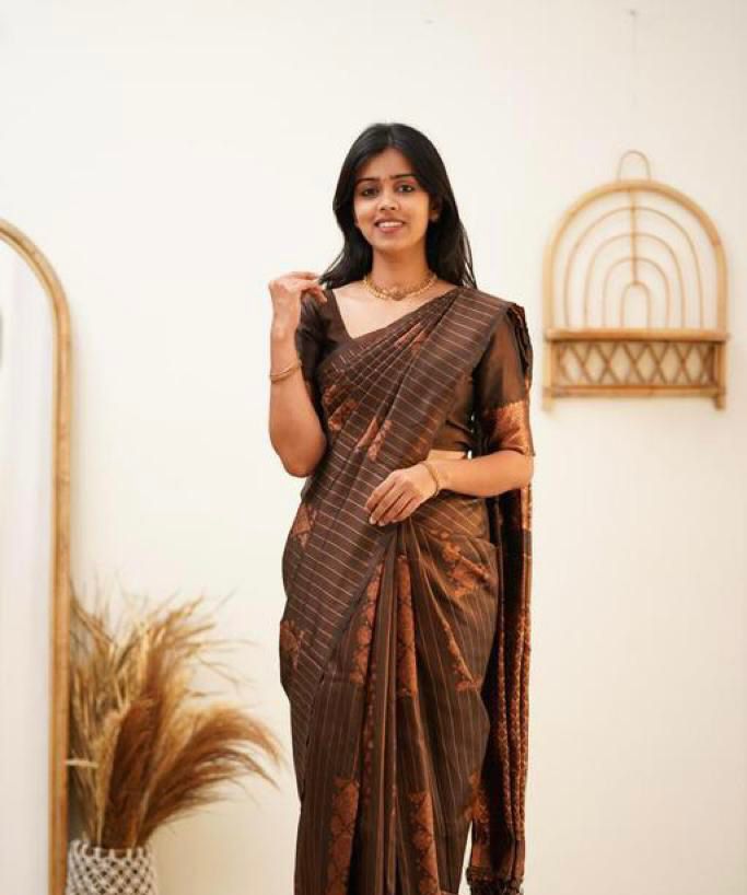 Designer Banarasi Silk Saree for Party & Festive Brown Saree
