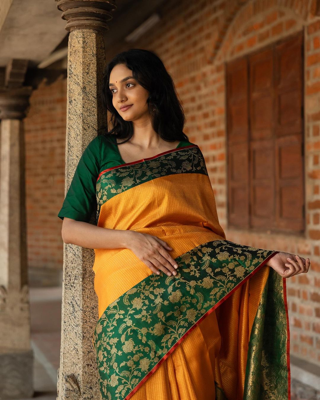 Ultimate Grace Yellow and Green Soft Silk Saree with Ethnic Blouse Piece