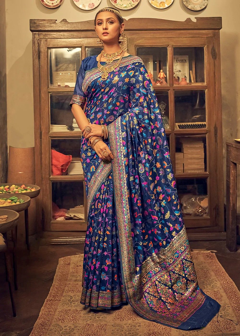 Pure Silk Banarasi Saree with Exquisite Zari Weaving Blue