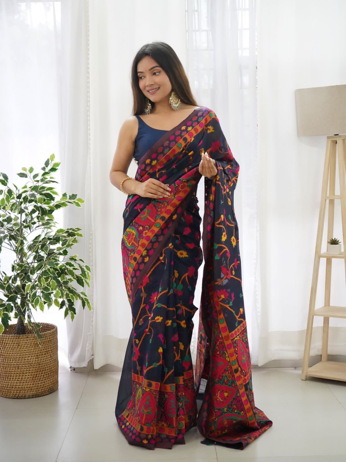 Banarasi Silk Saree Printed– Rich Fabric, Royal Look Black
