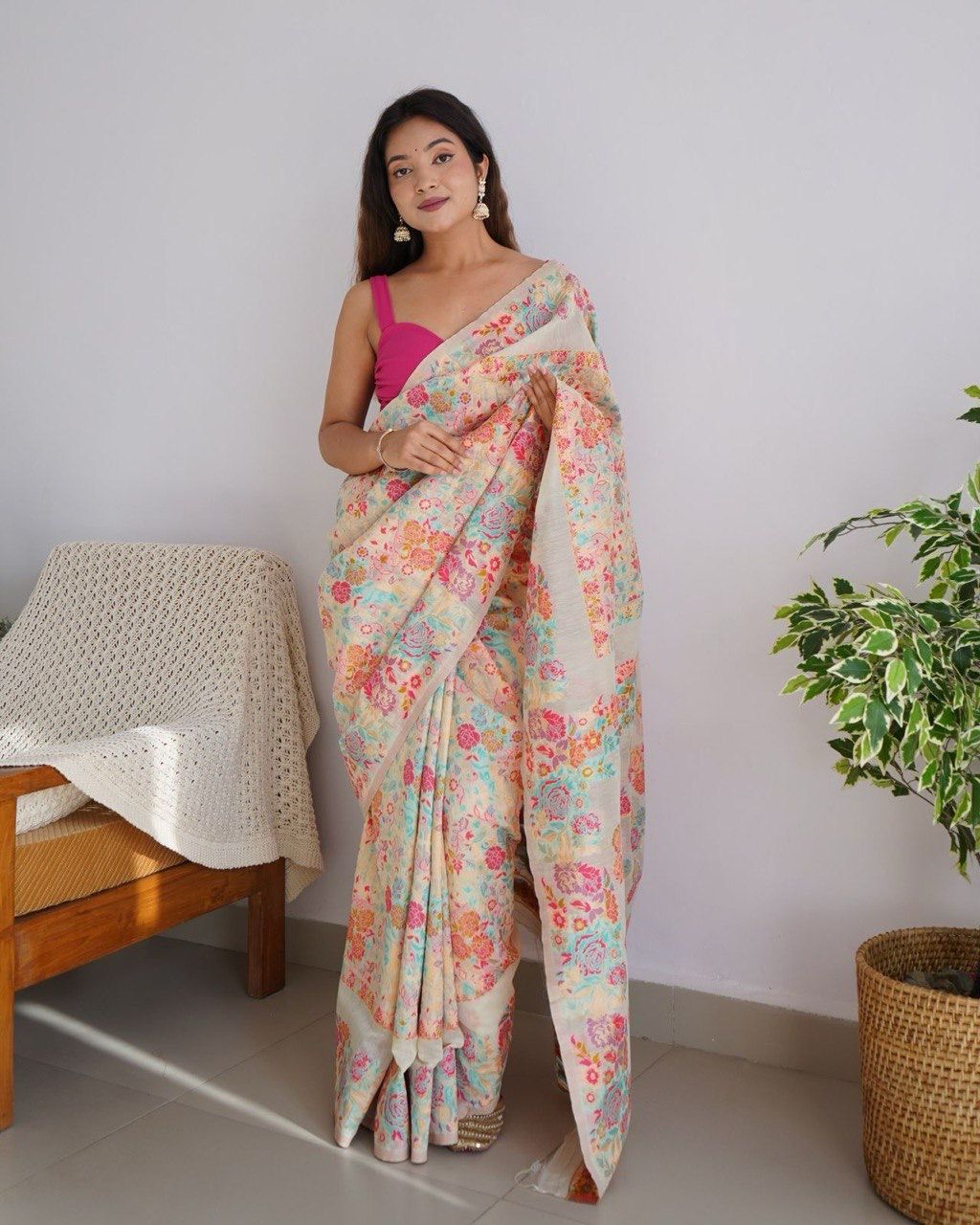 Banarasi Saree with Rich Zari Embroidery & Brocade White