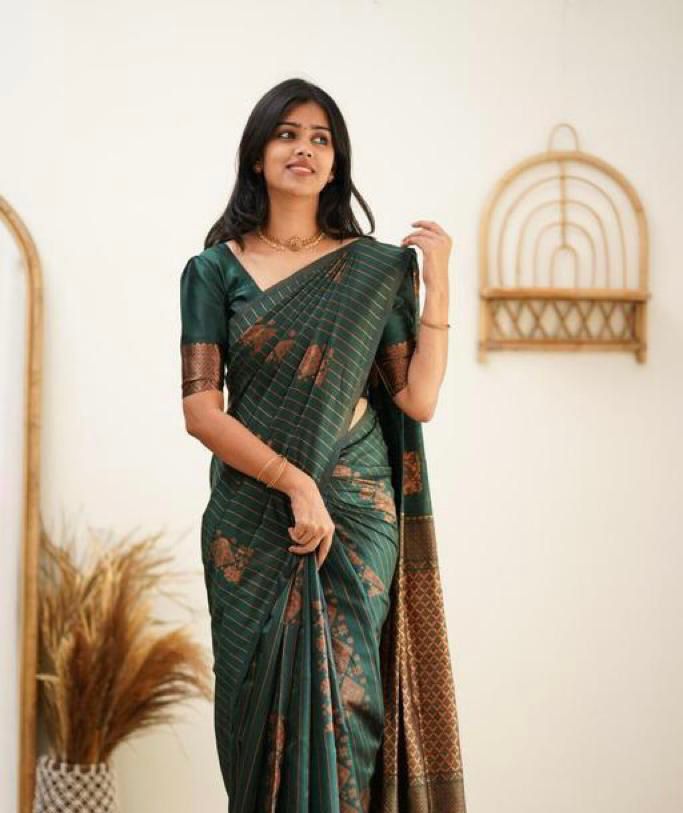 Designer Banarasi Silk Saree for Party & Festive Green