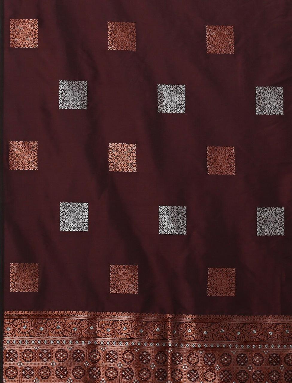 Ethnic Banarasi Saree – Handwoven Soft Silk Fabric Wine Saree