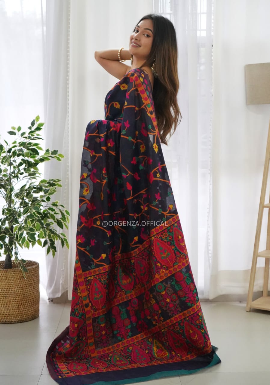 Banarasi Silk Saree Printed– Rich Fabric, Royal Look Black