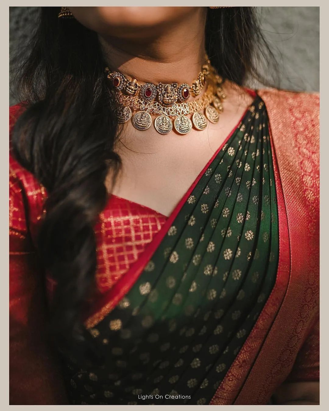 Vintage Green Soft Silk Saree with Ethnic Blouse Piece