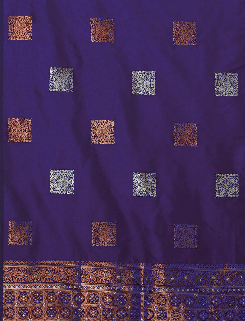 Ethnic Banarasi Saree – Handwoven Soft Silk Fabric Purple Saree