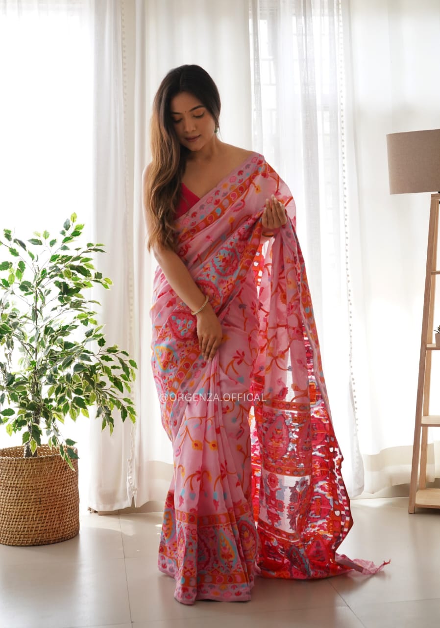 Banarasi Silk Saree Printed– Rich Fabric, Royal Look pink saree