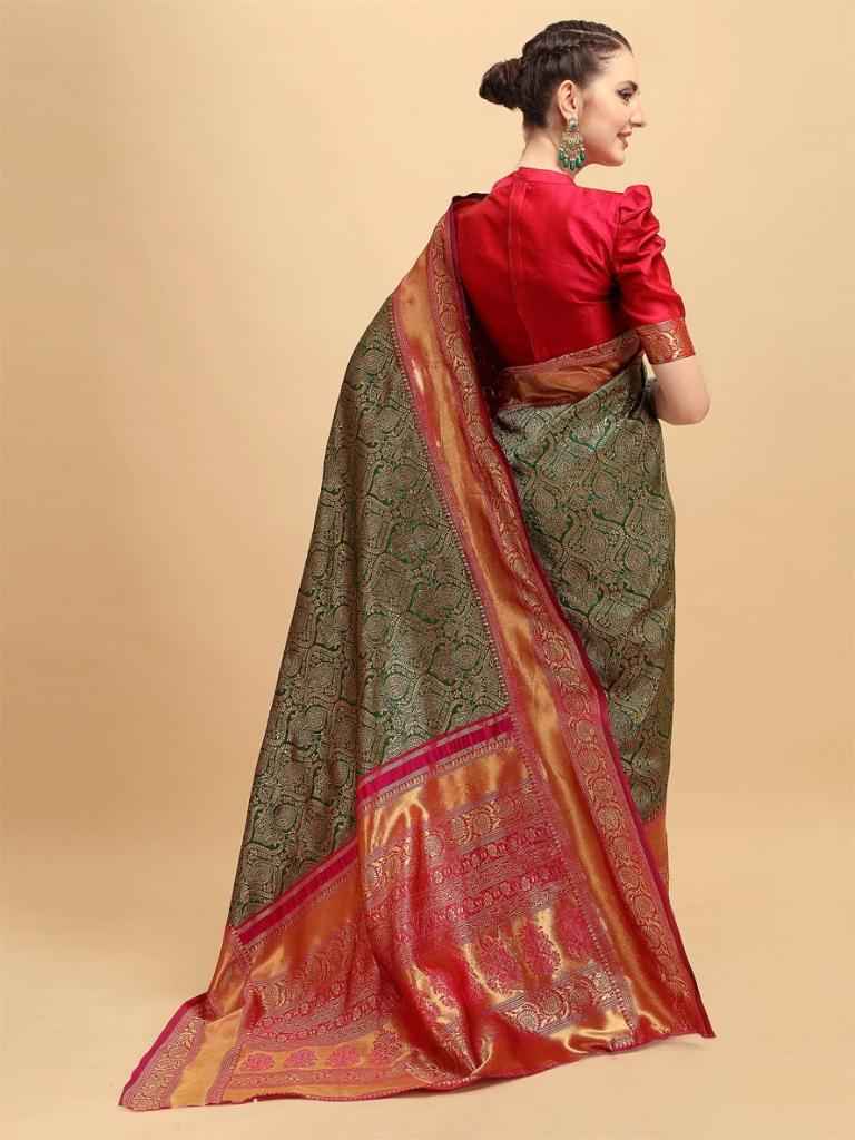 Traditional Lichi Silk Saree with Rich Zari