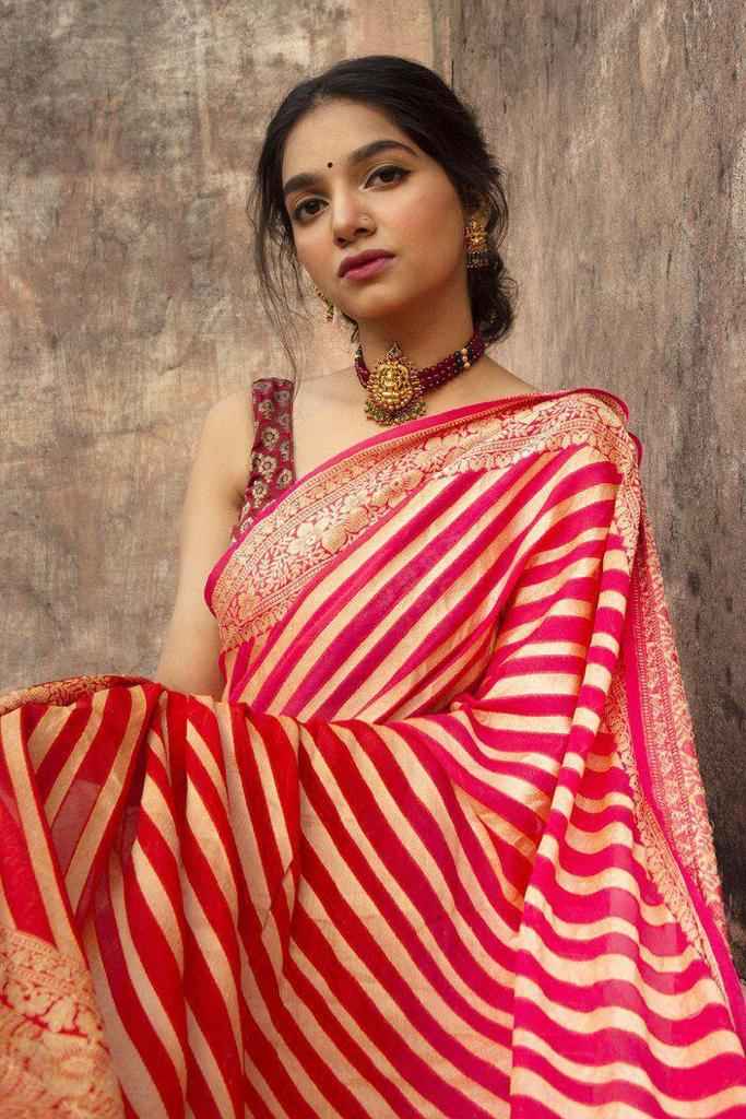 Wedding Special Lichi Silk Saree with Heavy Zari Work