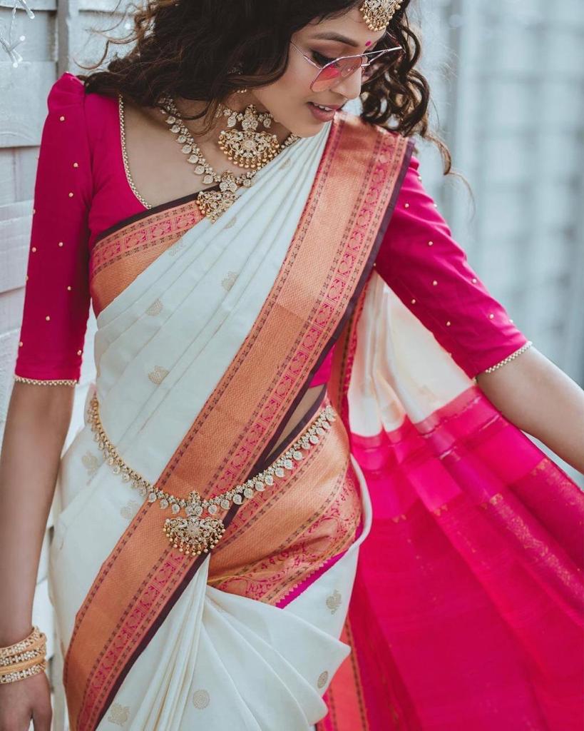 Glamorous Lichi Silk Saree with Stunning Zari Craftsmanship