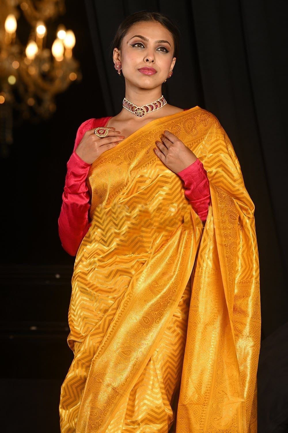 Bridal Wedding Wear Lichi Silk Saree with Heavy Zari