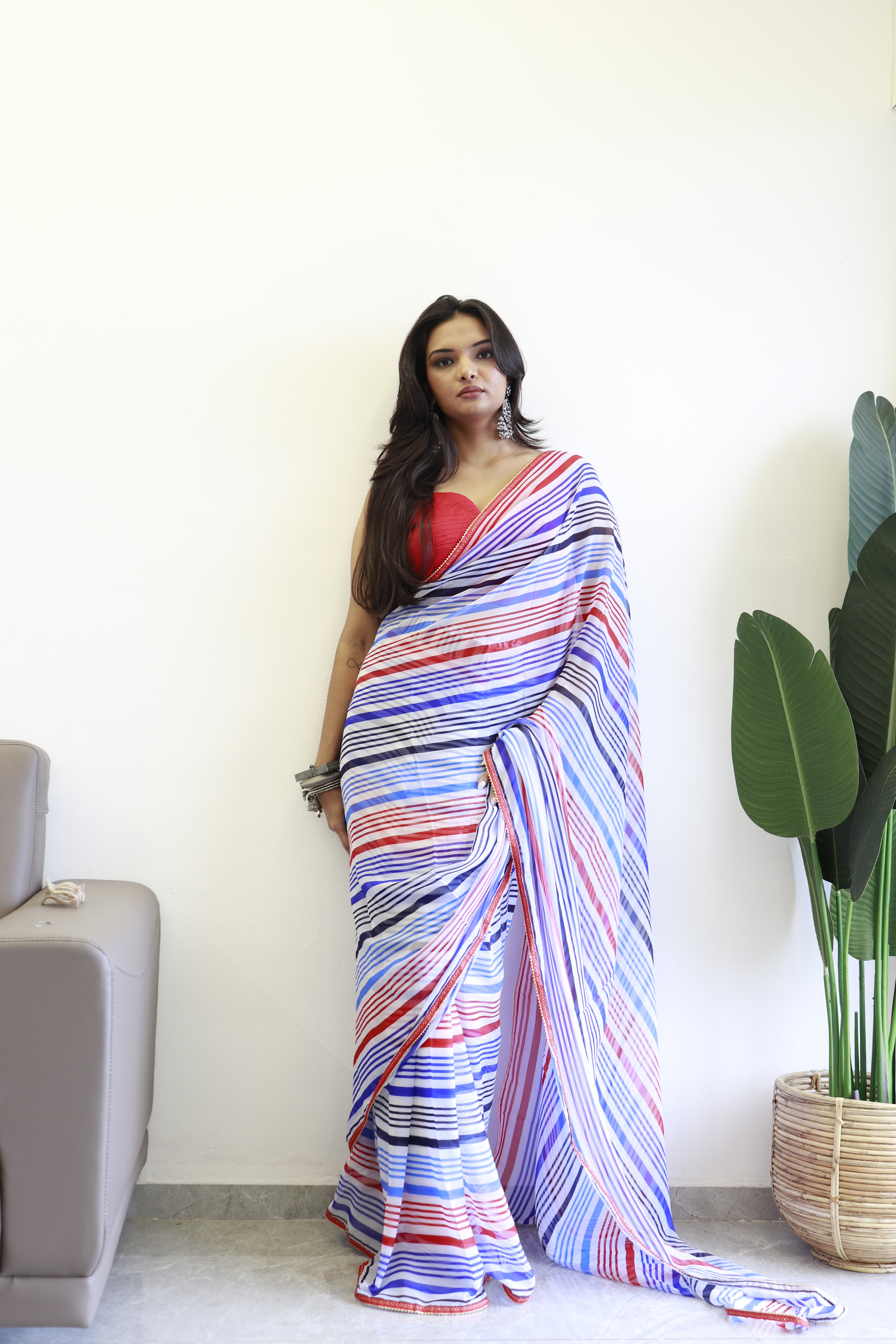 Trendy 1 Minute Ready to Wear Multi color Georgette Saree for Modern Women