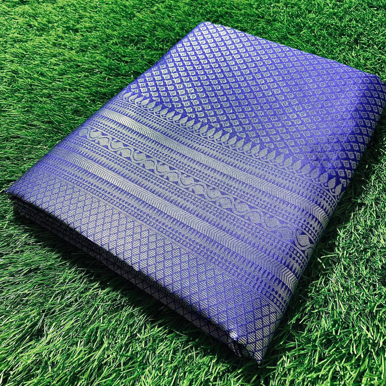 Authentic Lichi Silk Saree with Designer Zari Work - Purple