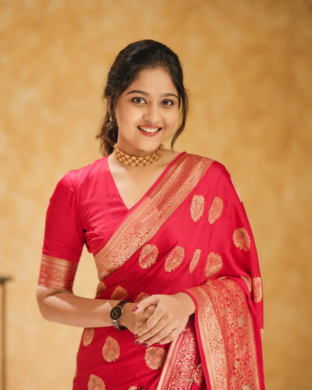 Adorable Red Soft Lichi Silk Saree With Classic Blouse Piece