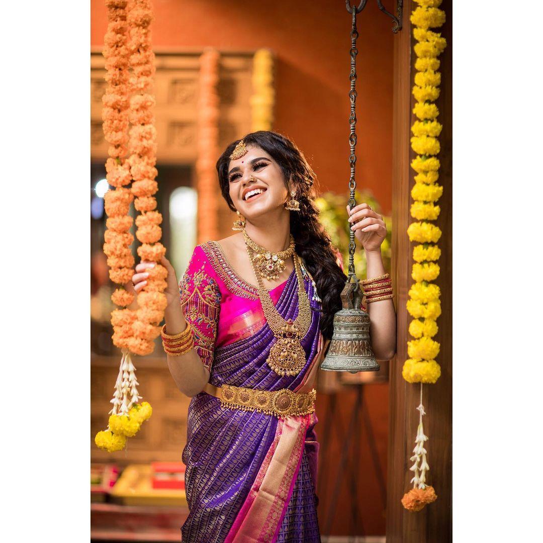 Stylish Purple Soft Silk Saree With Beautiful Blouse Piece