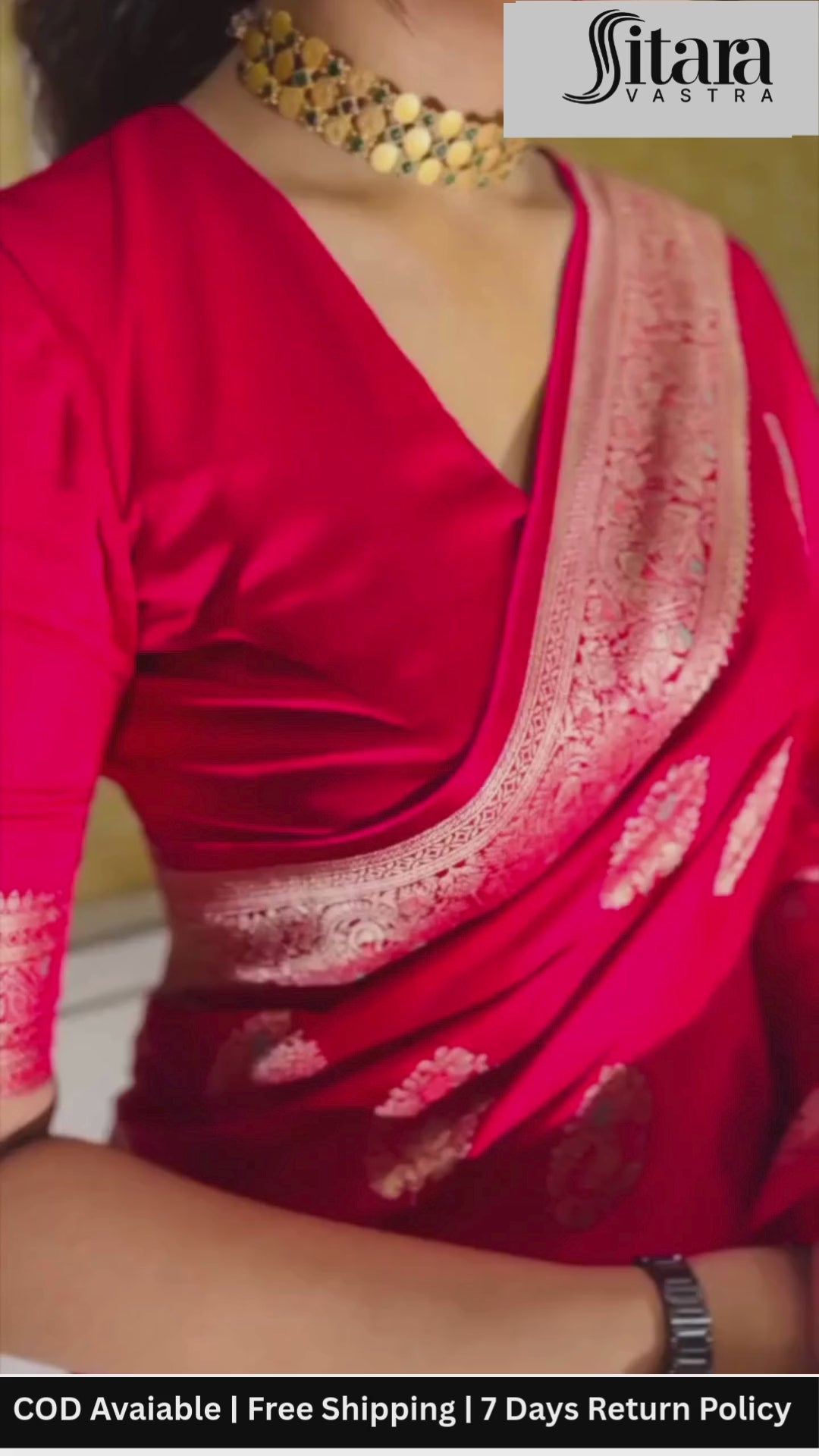 Adorable Red Soft Lichi Silk Saree With Classic Blouse Piece