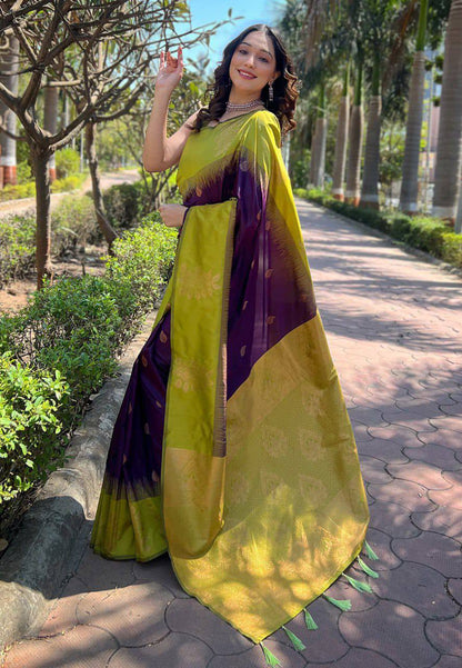 Stunning Wine Lichi Silk Saree with Blouse Peace
