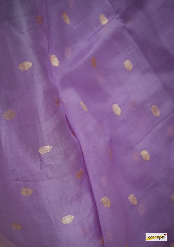 Elegant Banarasi Silk Saree with Gold Zari Embellishments Light Purple