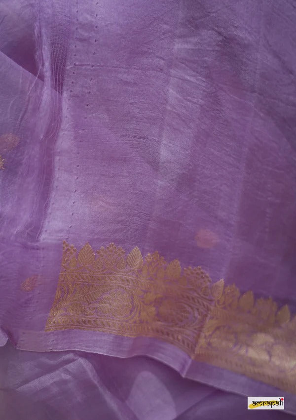 Elegant Banarasi Silk Saree with Gold Zari Embellishments Light Purple
