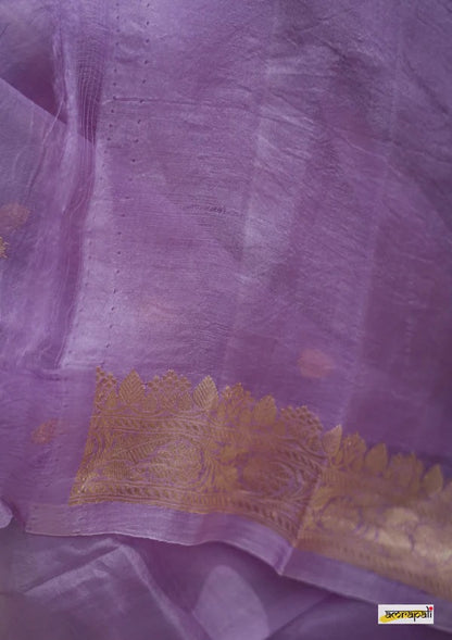 Elegant Banarasi Silk Saree with Gold Zari Embellishments Light Purple