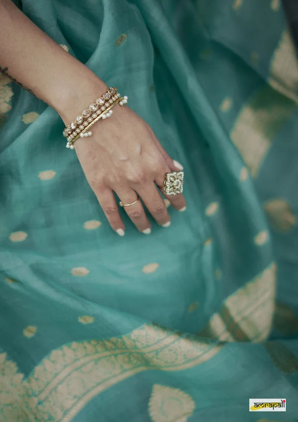 Elegant Banarasi Silk Saree with Gold Zari Embellishments Sky Blue