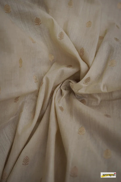 Elegant Banarasi Silk Saree with Gold Zari Embellishments Cream