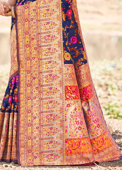 Elegant Banarasi Silk Saree with Zari Border &amp; Pallu Blue