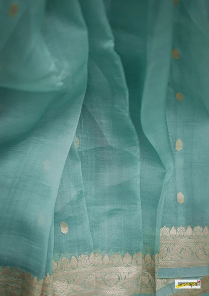Elegant Banarasi Silk Saree with Gold Zari Embellishments Sky Blue