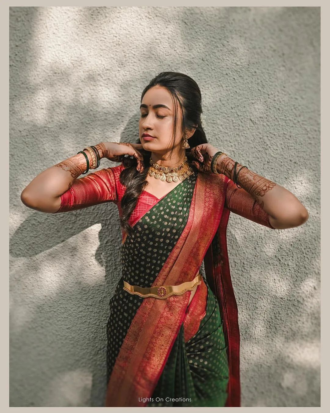 Vintage Green Soft Silk Saree with Ethnic Blouse Piece