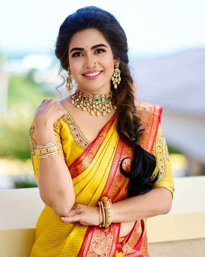 Soft and Elegant Lichi Silk Saree with Classic Zari Work