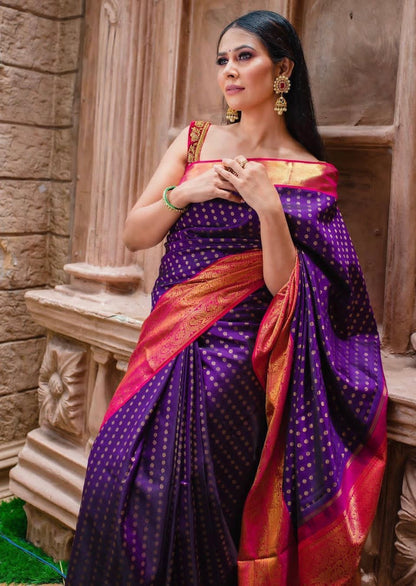 Precious Dark Pink Soft Banarasi Silk Saree With Ideal Blouse Piece