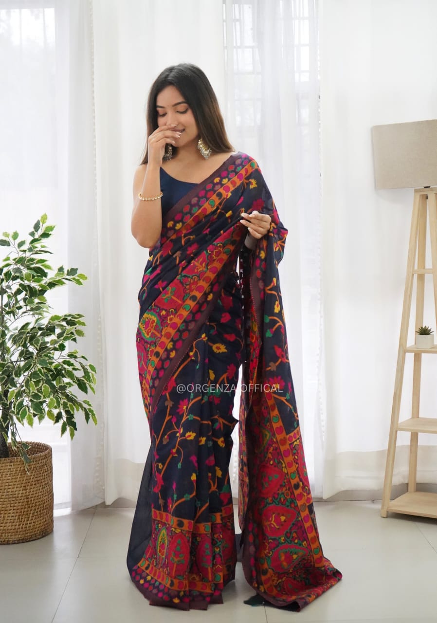 Banarasi Silk Saree Printed– Rich Fabric, Royal Look Black