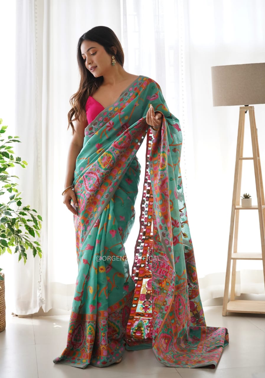Banarasi Silk Saree Printed– Rich Fabric, Royal Look Rama Saree