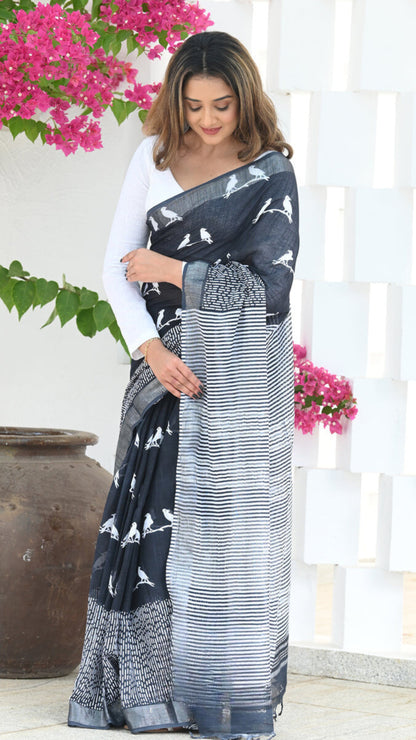 Designer Banarasi Silk Saree with Heavy Brocade Work Black