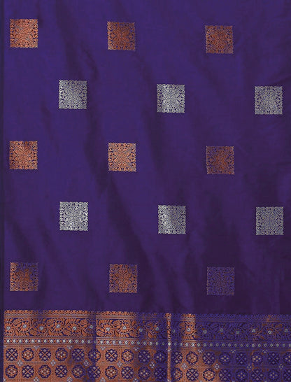 Ethnic Banarasi Saree – Handwoven Soft Silk Fabric Purple Saree
