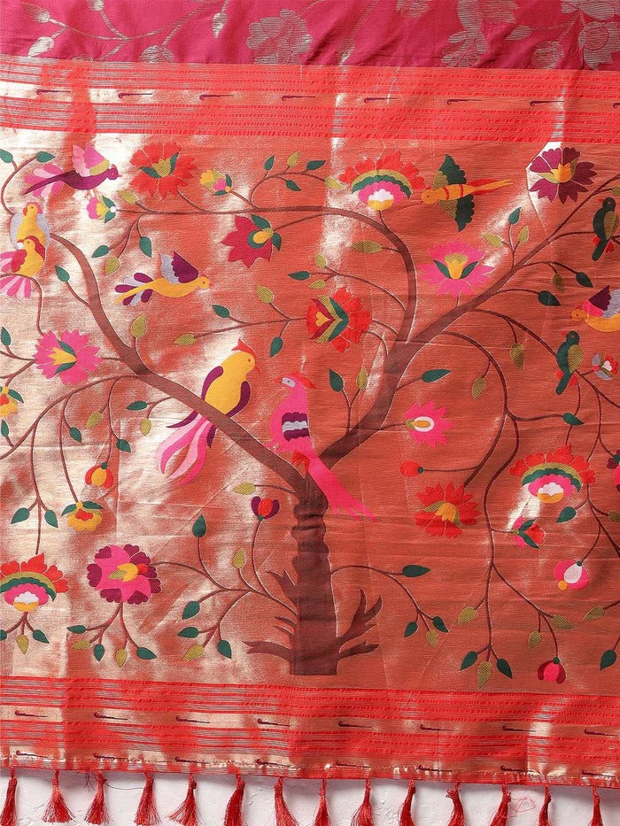 Authentic Banarasi Saree in Soft Silk Fabric Weaving Red Saree