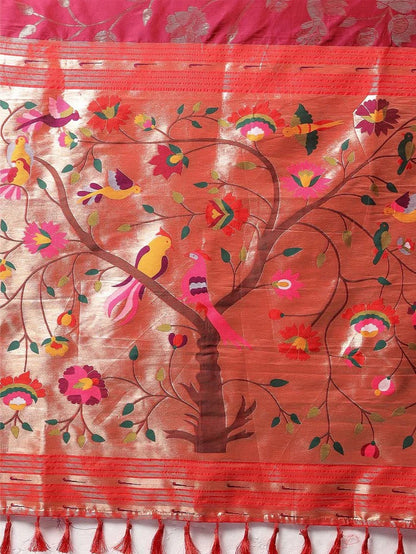 Authentic Banarasi Saree in Soft Silk Fabric Weaving Red Saree