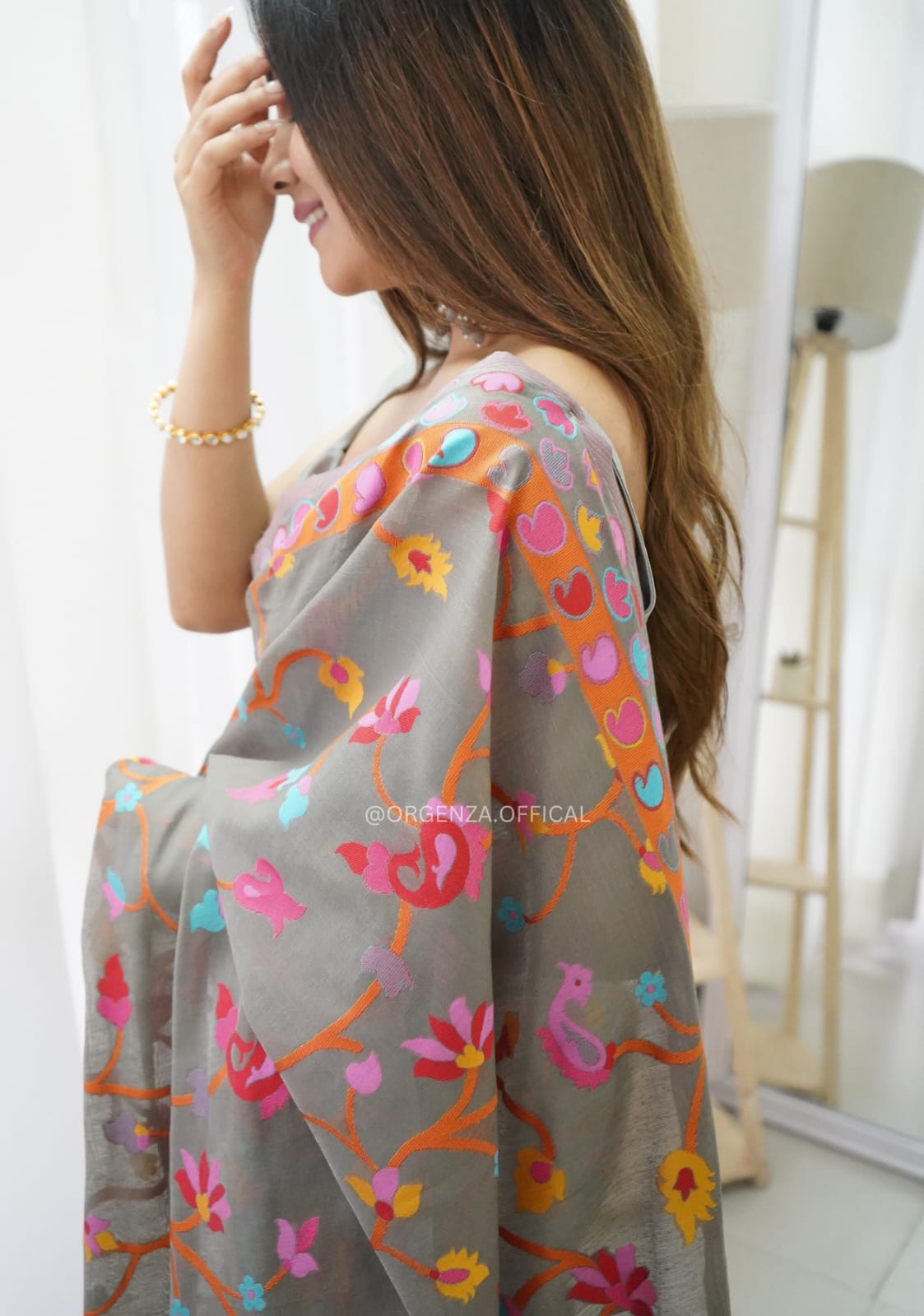 Banarasi Silk Saree Printed– Rich Fabric, Royal Look Grey