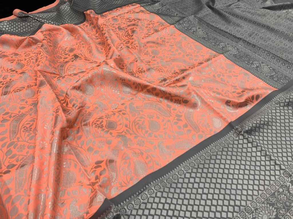 Premium Soft Lichi Silk Saree with Jacquard Weaving