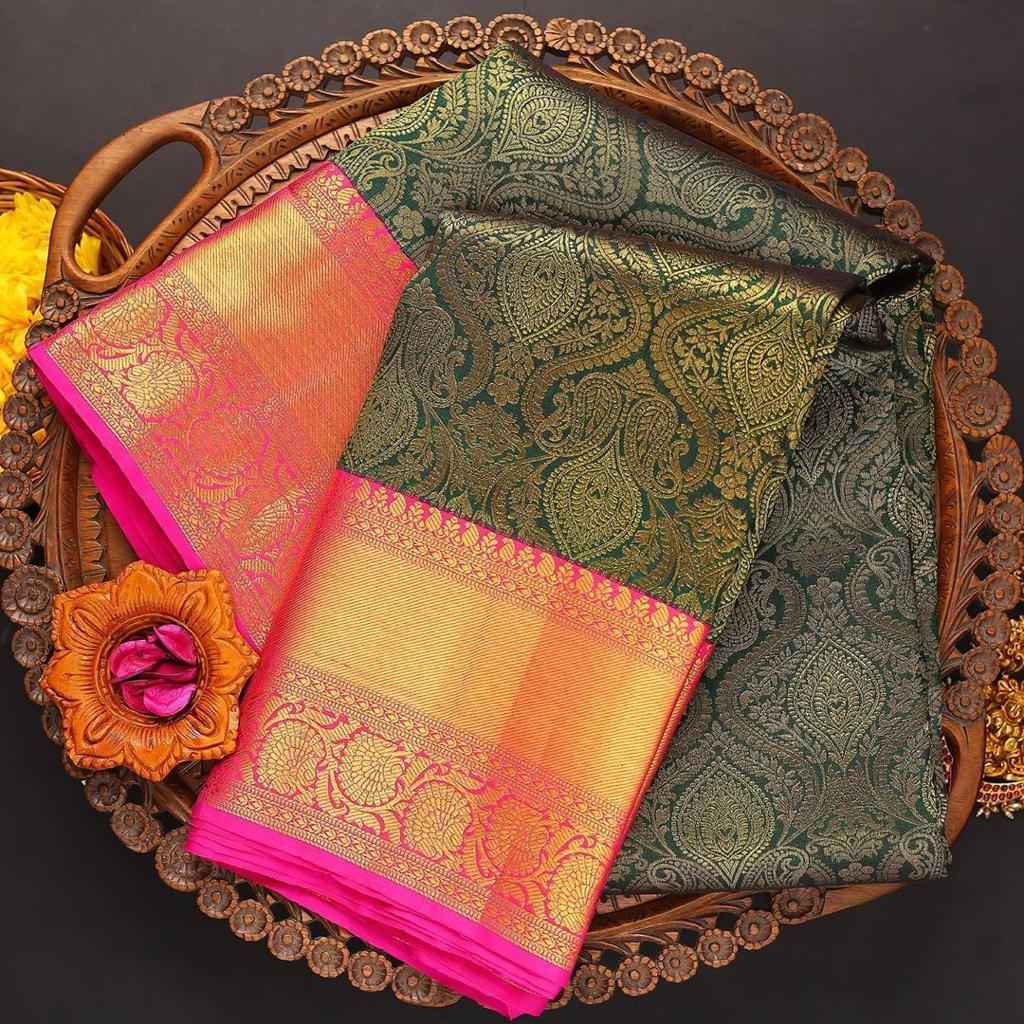 Traditional Lichi Silk Saree with Rich Zari