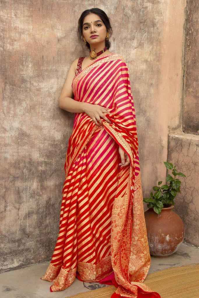 Wedding Special Lichi Silk Saree with Heavy Zari Work
