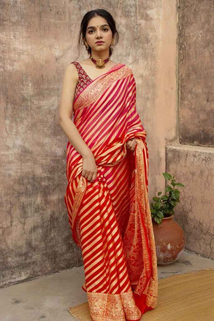 Wedding Special Lichi Silk Saree with Heavy Zari Work
