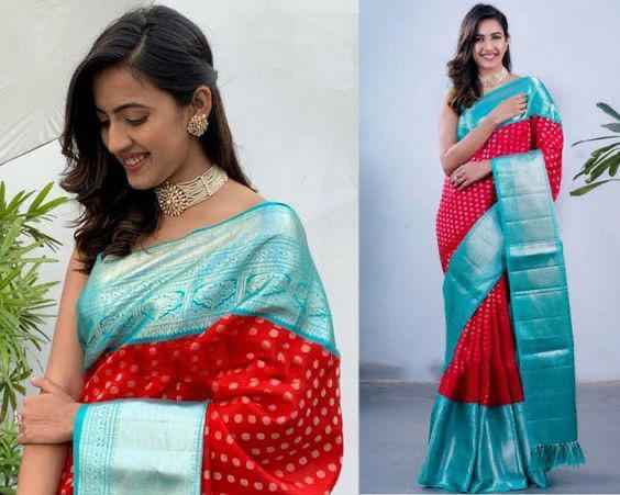 Designer Wear Lichi Silk Saree with Luxurious Zari Finish