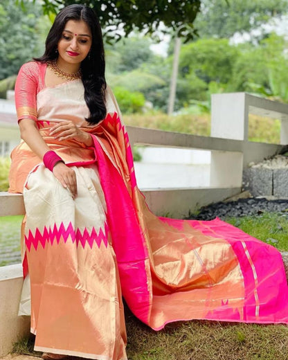 Luxurious Lichi Silk Saree with Exclusive Zari Weaving