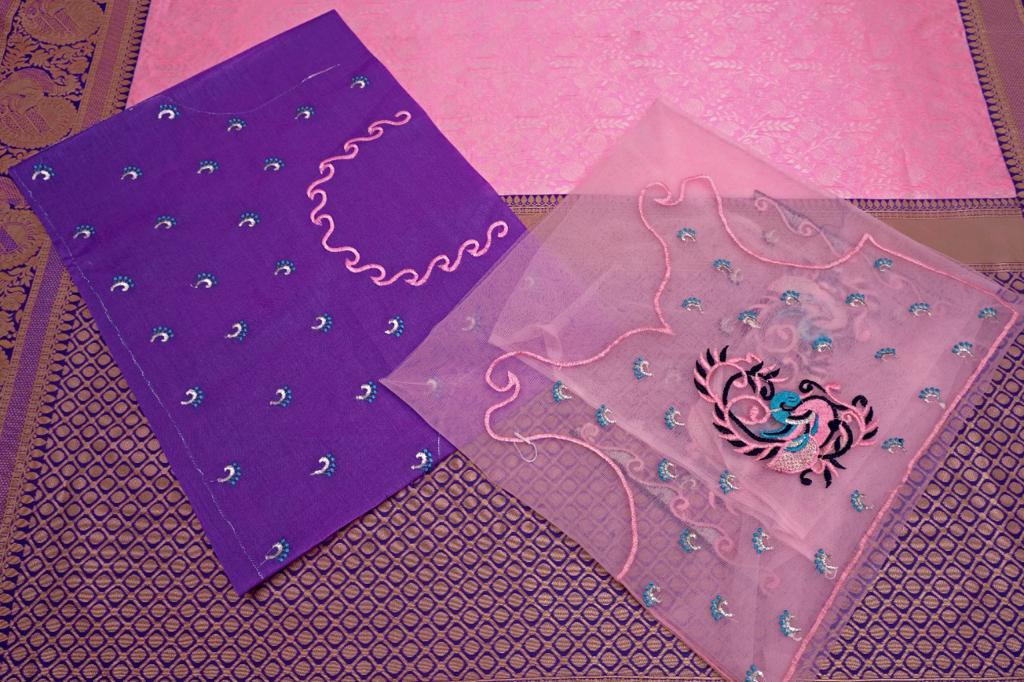 Adorable Pink Soft Lichi Silk Saree with Blouse Peace