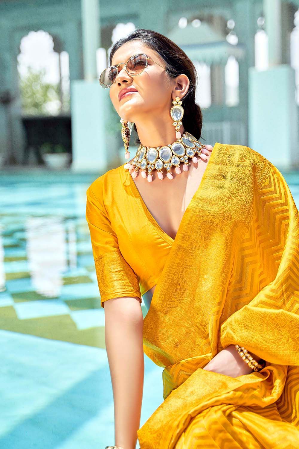 Bridal Wedding Wear Lichi Silk Saree with Heavy Zari